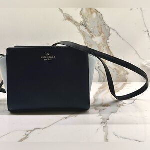 Kate Spade navy/light blue cross-hatch leather crossbody bag